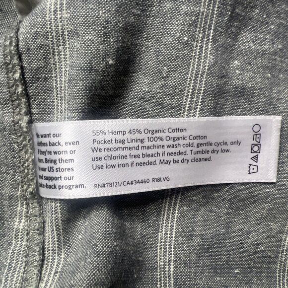 Eileen Fisher XL Gray Organic Cotton/Hemp Striped Shift Dress Lagenlook Neutral - Picture 6 of 8